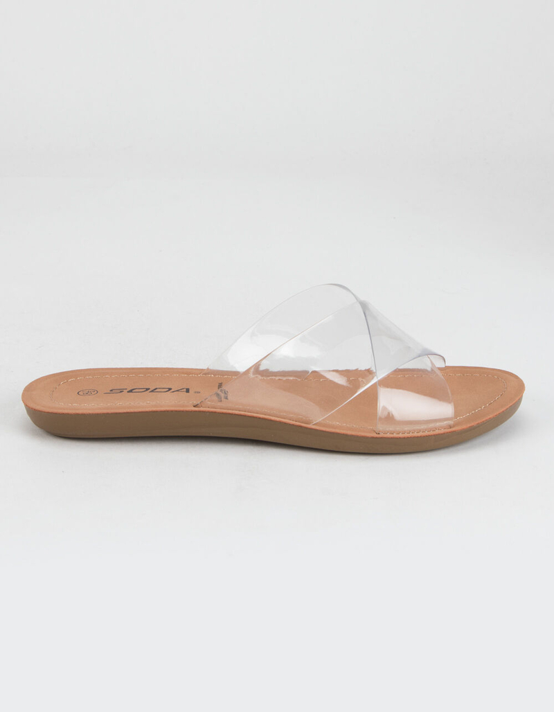 SODA Crisscross Womens Clear Slide Sandals image number 1