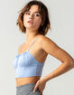 SKY AND SPARROW Emma Solid Ruched Womens Light Blue Crop Cami image number 2