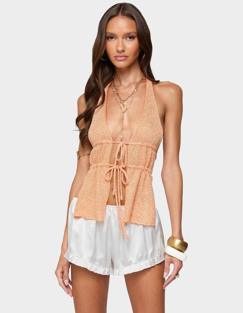 EDIKTED Sequin Knit Split Front Backless Top image number 0