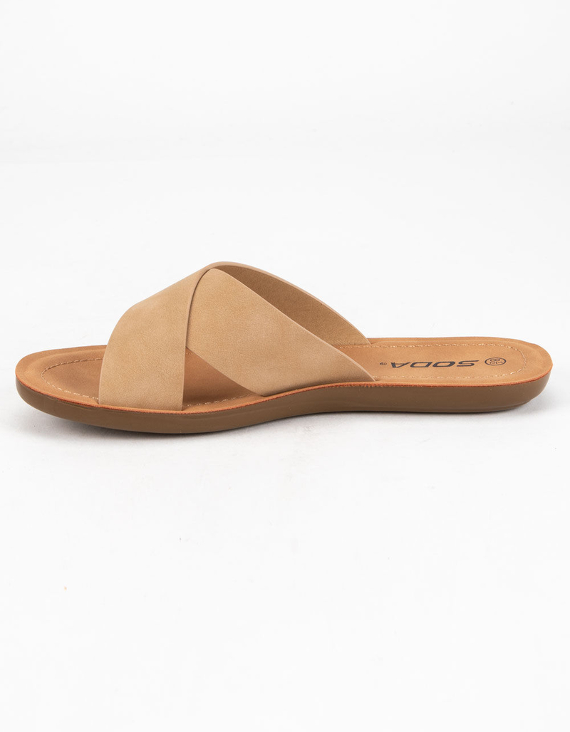 SODA Crisscross Womens Tan Slide Sandals image number 3