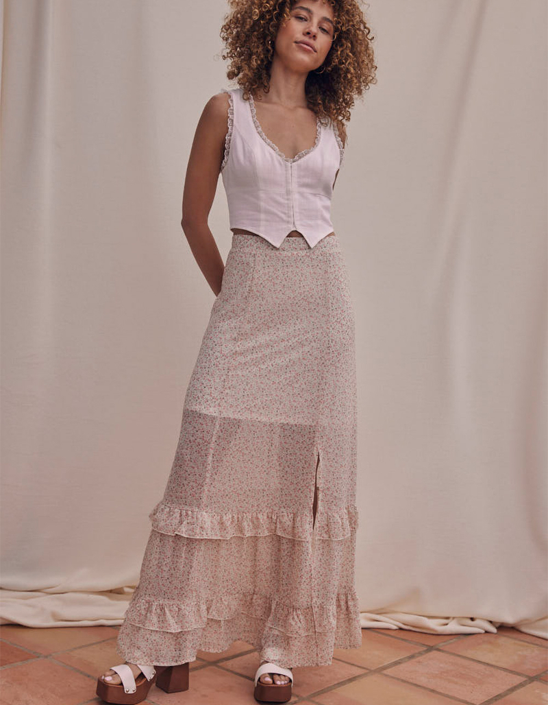 WEST OF MELROSE Lace Trim Corset Womens Tank Top image number 4