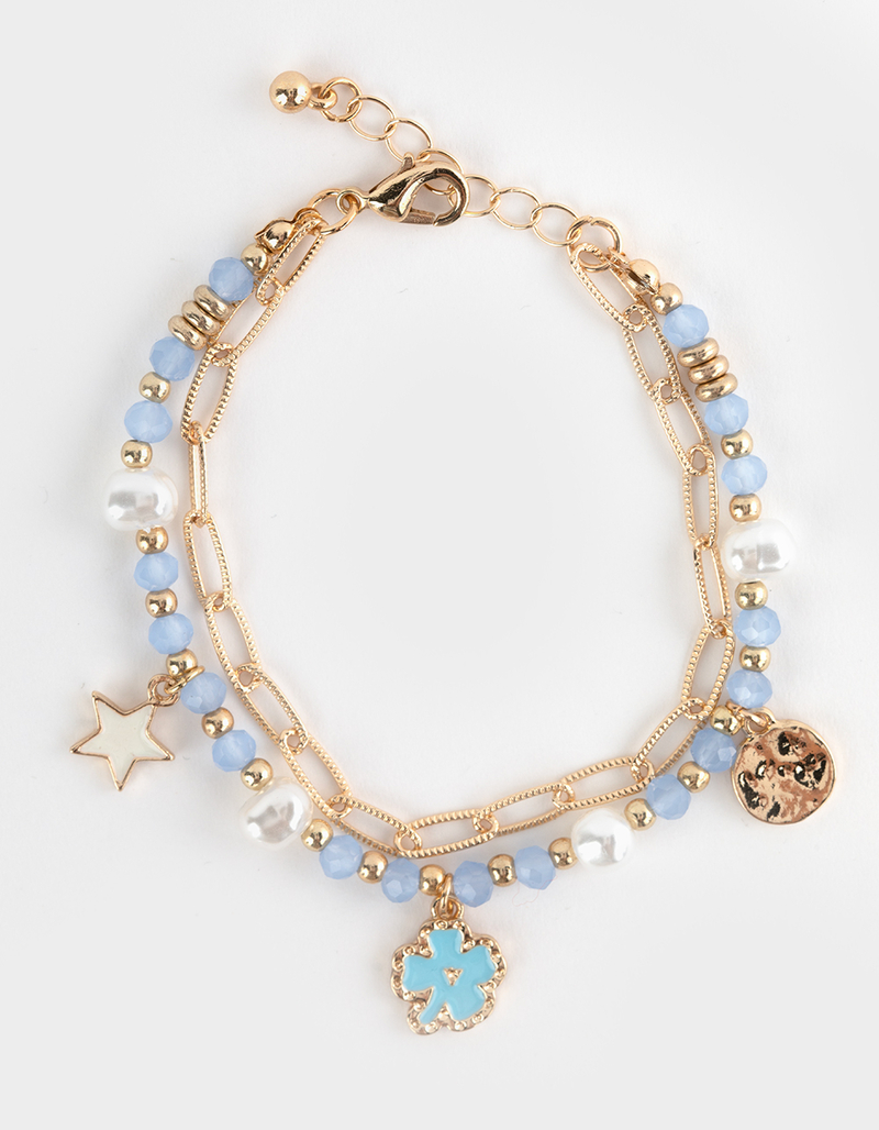 FULL TILT 2 Pack Blue Stone Charm Bracelet image number 0