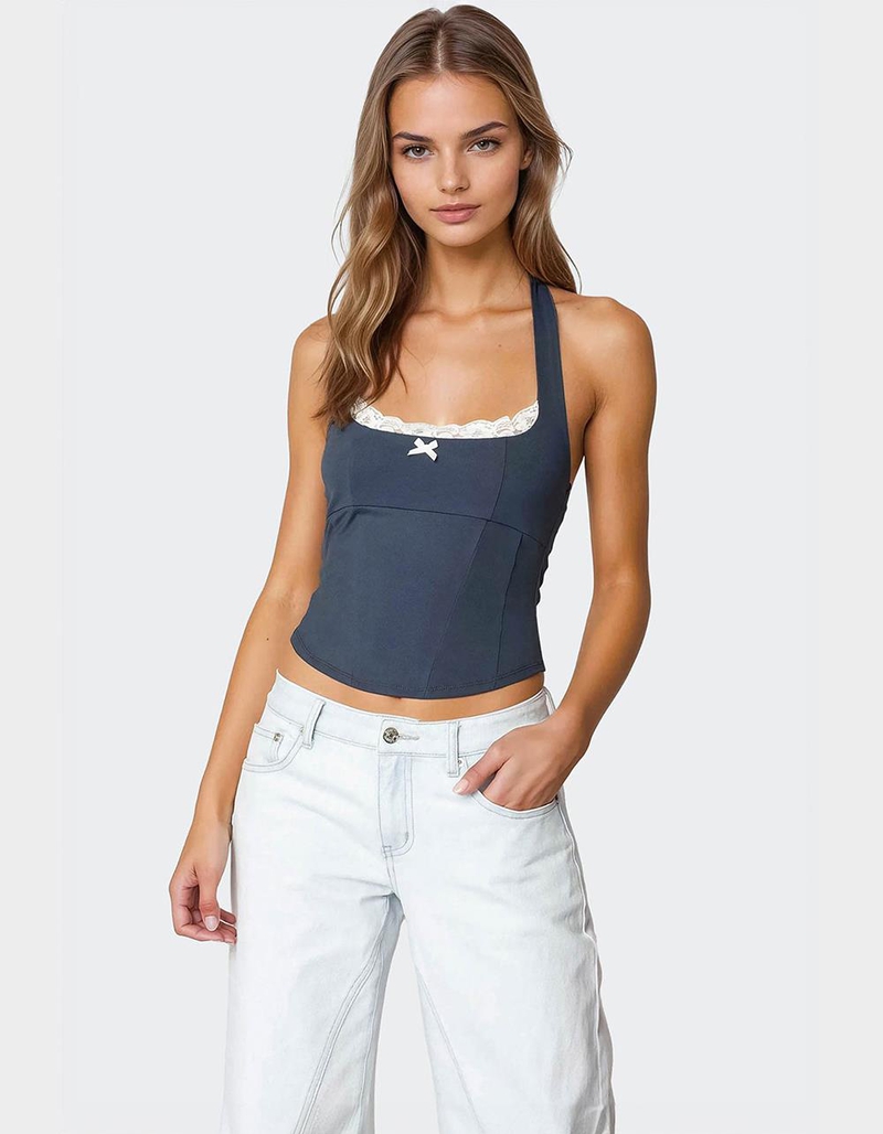 EDIKTED Peekaboo Lace Halter Bustier Top image number 0