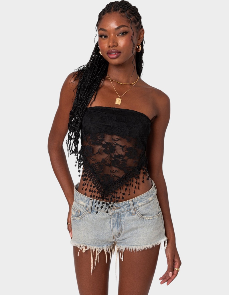 EDIKTED India Sheer Lace Strapless Top image number 0