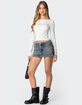 EDIKTED Casey Lace Up Denim Mini Skirt image number 2