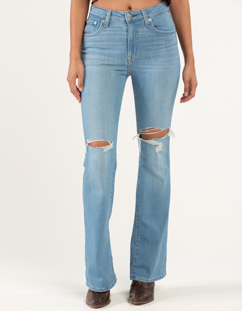 LEVI'S High Rise Flare Womens Jeans - Light Indigo Destruction image number 1