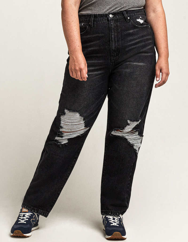 RSQ Destroyed 90s Womens Wash Black Jeans image number 5