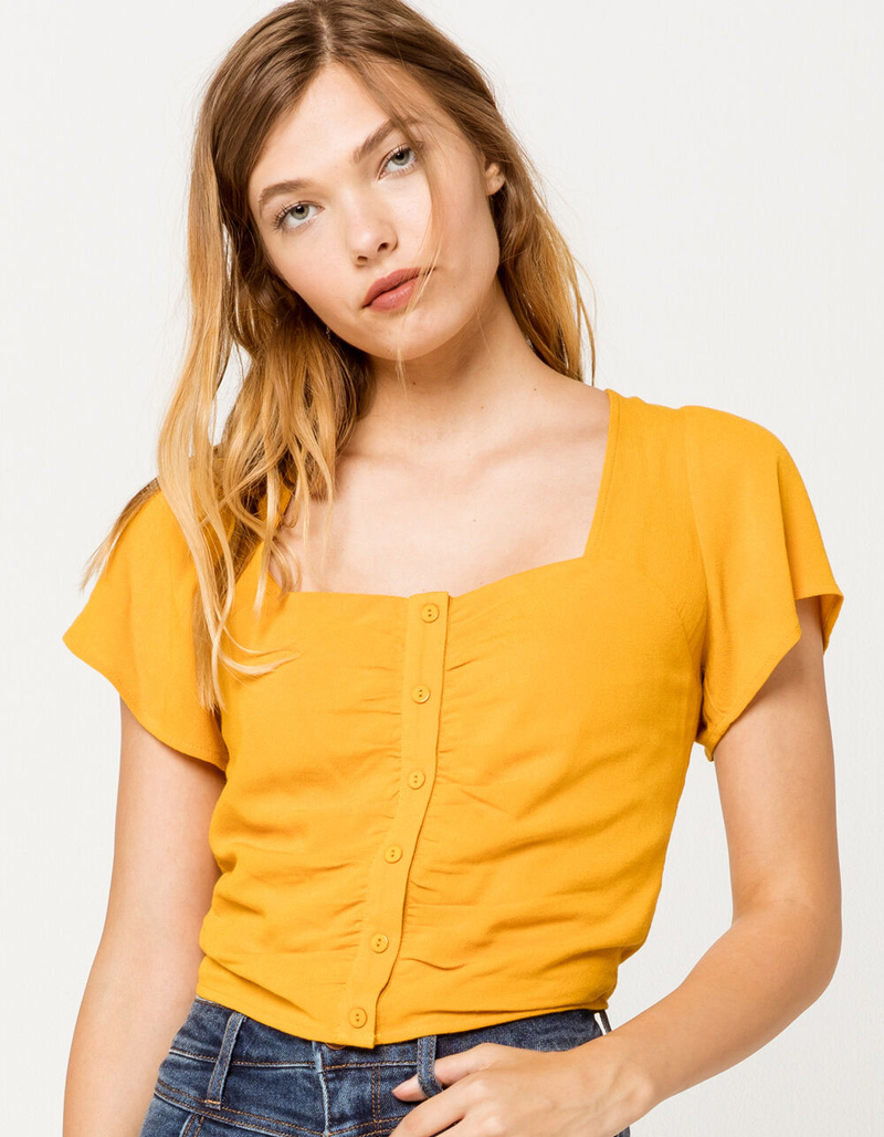 SKY AND SPARROW Square Neck Button Womens Top image number 0