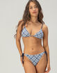 FULL TILT Plaid Textured Reversible Triangle Bikini Top image number 5