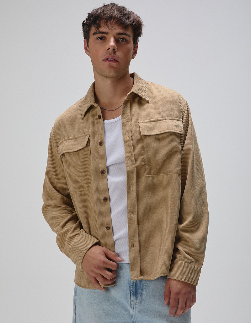 RSQ Mens Oversized Long Sleeve Corduroy Button Up Shirt - TAN | Tillys