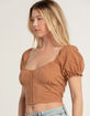 LOVE TREE Womens Eyelet Button Front Top image number 2