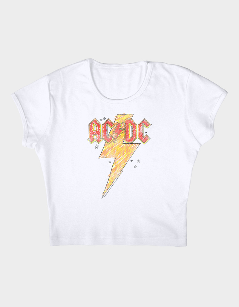 AC/DC Sketch Bolt Womens Cropped Baby Tee image number 3