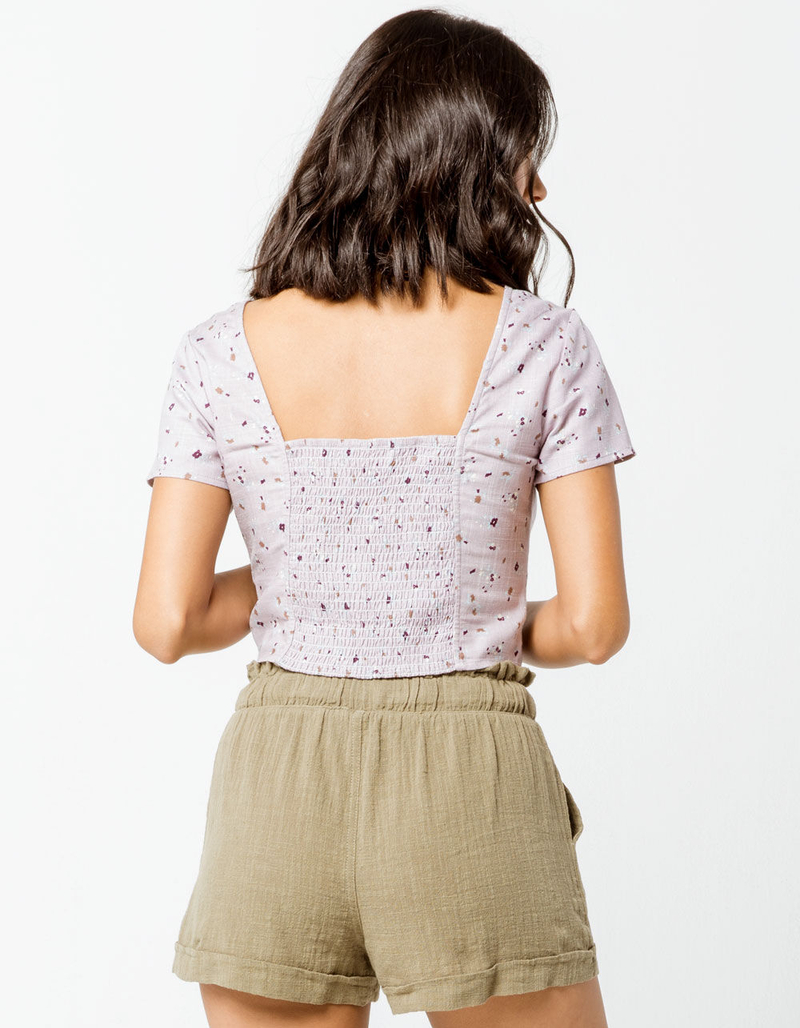 IVY & MAIN Floral Structured Lavender Womens Crop Top image number 2