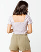 IVY & MAIN Floral Structured Lavender Womens Crop Top image number 3