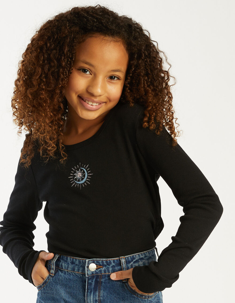 FULL TILT Embroidered Celestial Side Cinch Girls Top image number 0