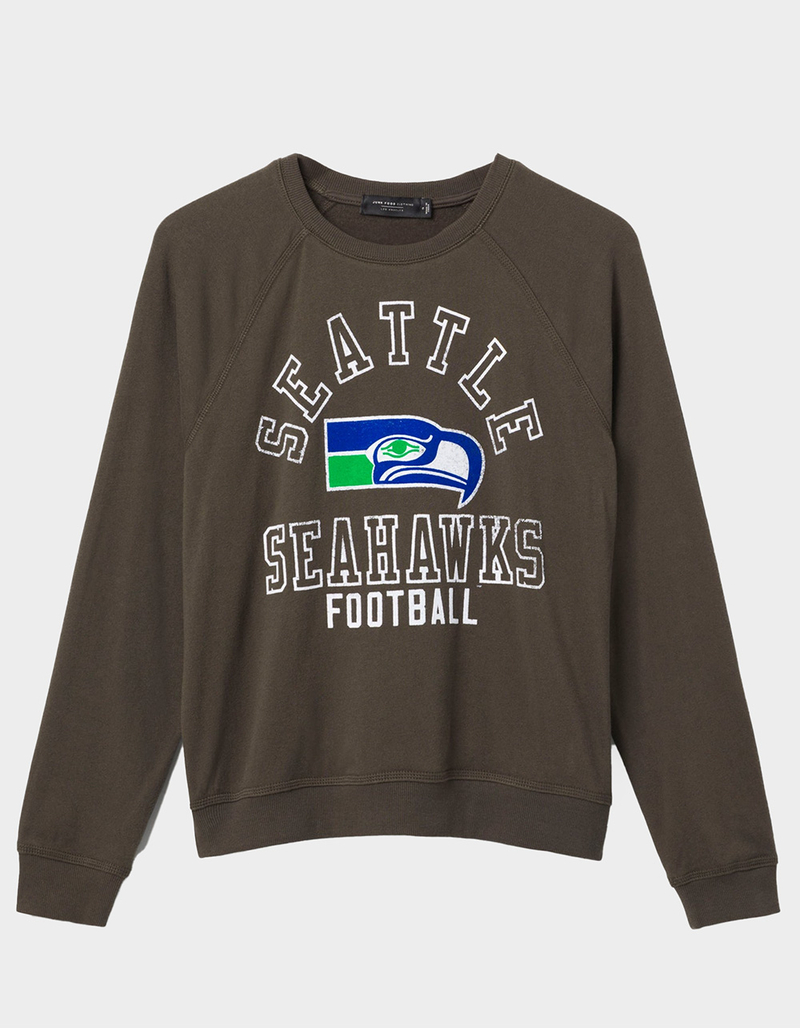 JUNK FOOD Seattle Seahawks Flocked Raglan Womens Crewneck Sweatshirt image number 0