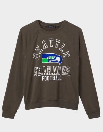 JUNK FOOD Seattle Seahawks Flocked Raglan Womens Crewneck Sweatshirt Primary Image