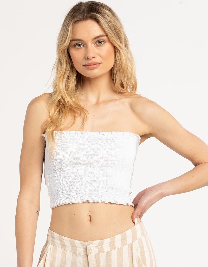 FULL TILT Smocked Tie Back Womens Tube Top image number 0