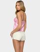 EDIKTED Polka Dot Satin Effect Lace Trim Top image number 3