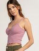 BOZZOLO Cinched Neck Lettuce Hem Womens Cami image number 2