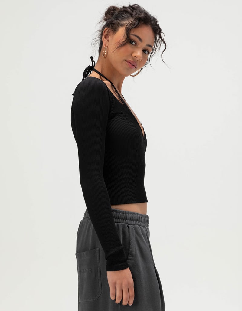 BDG Urban Outfitters Deep V Womens Long Sleeve 2fer Top image number 2