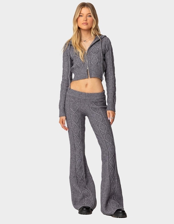 EDIKTED Ray Cable Knit Flared Pants Alternative Image
