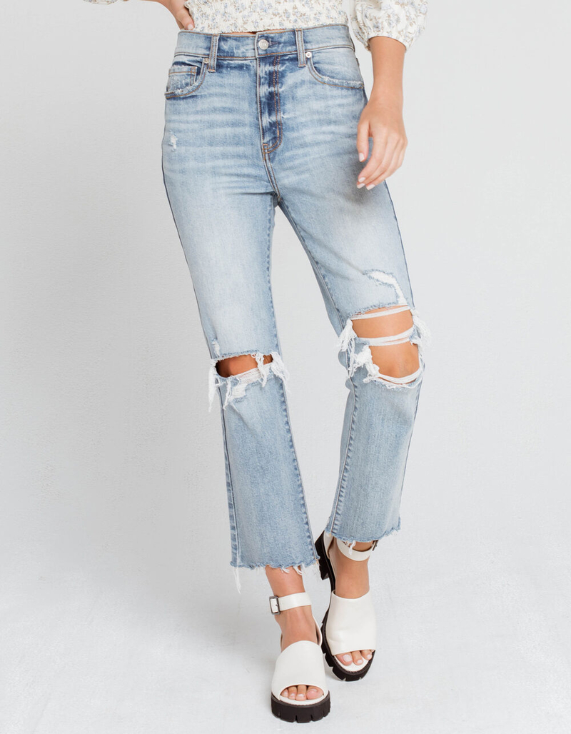 Handy High Rise Light Wash Crop Flare Jeans main image 0