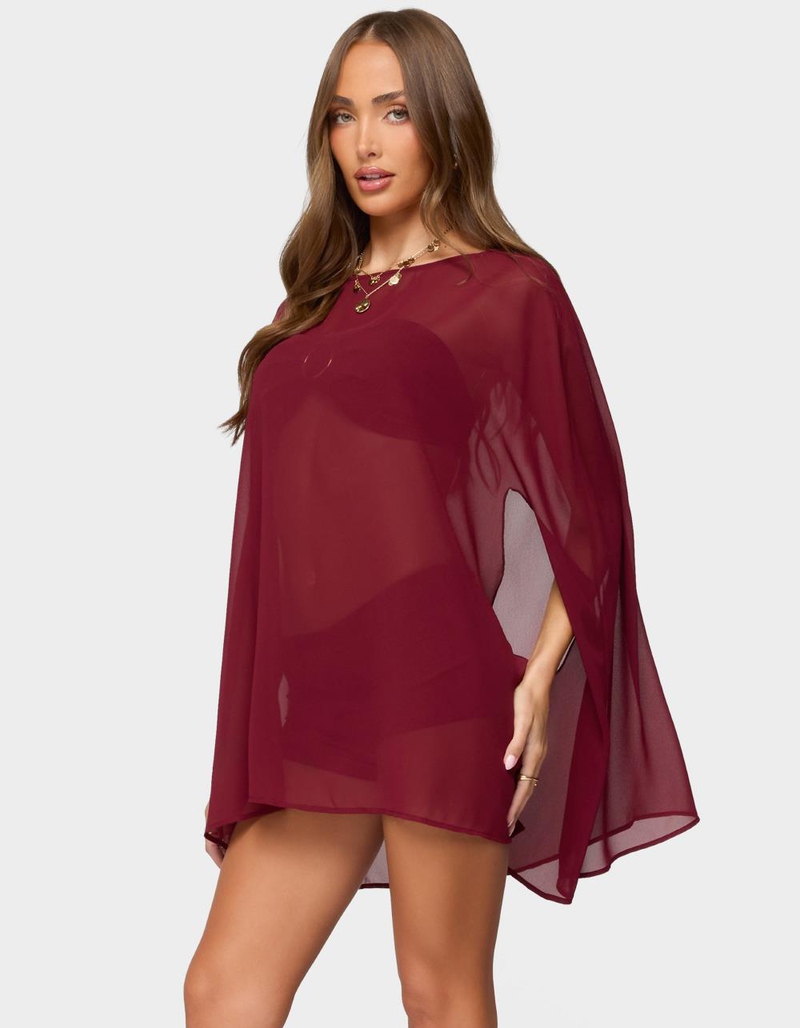 EDIKTED Mckenzie Sheer Chiffon Poncho image number 1