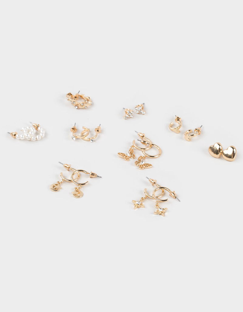FULL TILT 9 Pack Butterfly/Heart/Stone Earrings image number 0