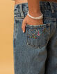 RSQ Girls Low Rise Embroidered Pocket Wide Leg Jeans image number 2