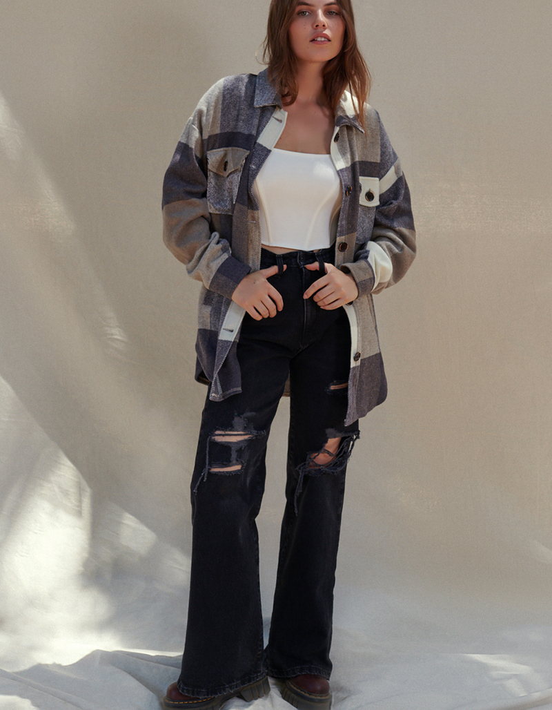 WEST OF MELROSE Womens Plaid Fringe Jacket image number 4