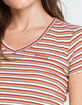 DICKIES Stripe V Neck Womens Baby Tee image number 3