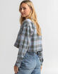 RSQ Womens Jewel Tone Plaid Crop Flannel image number 2