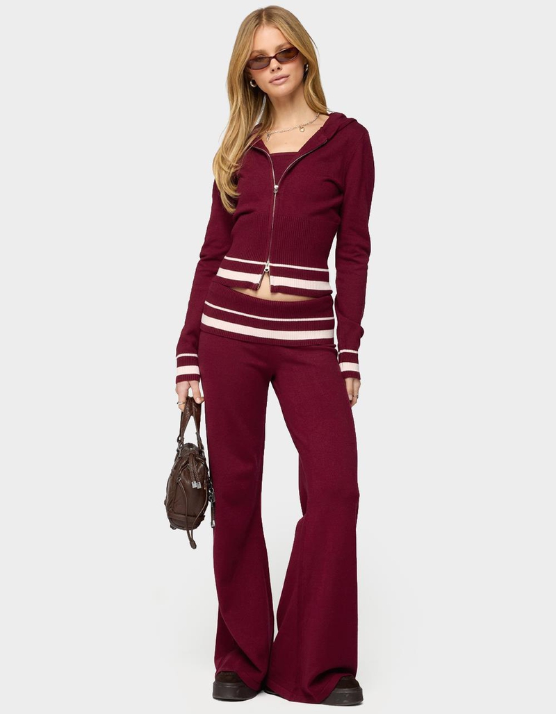 EDIKTED Kaliya Stripey Foldover Knit Pants image number 4