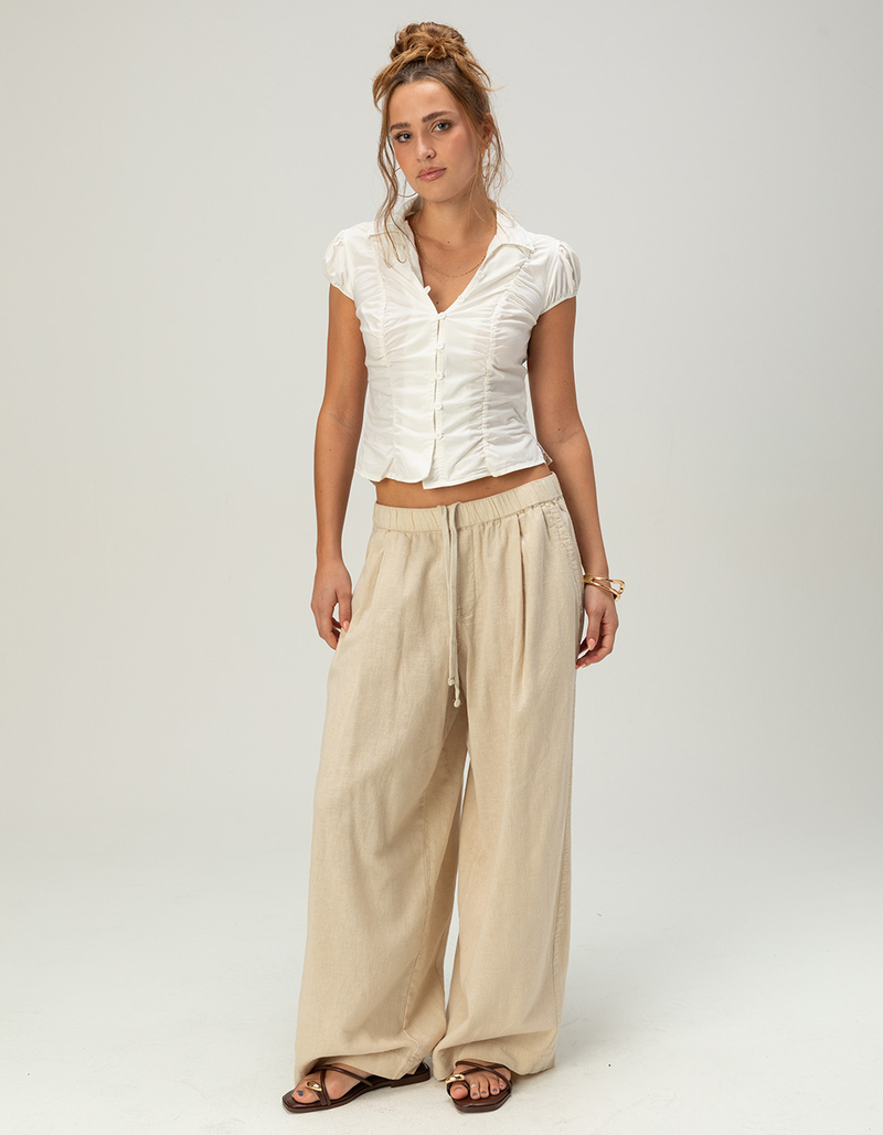 BDG Urban Outfitters Nadine Womens Ruched Button Up Shirt image number 1