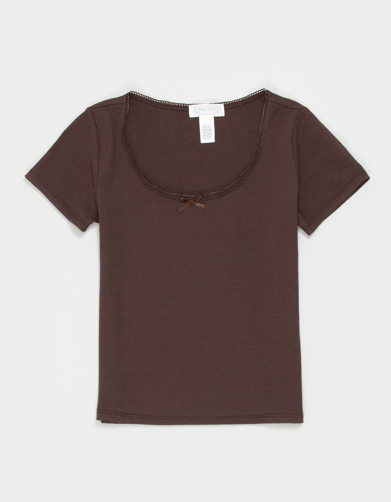 FULL TILT Essentials Girls Bow Trim Tee image number 0