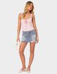 EDIKTED Ginnie Low Rise Distressed Denim Mini Skirt image number 2