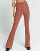 SKY AND SPARROW Womens Rust Rib Flare Pants image number 2