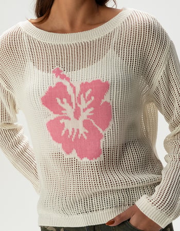 NO COMMENT Womens Open Weave Sweater Alternative Image
