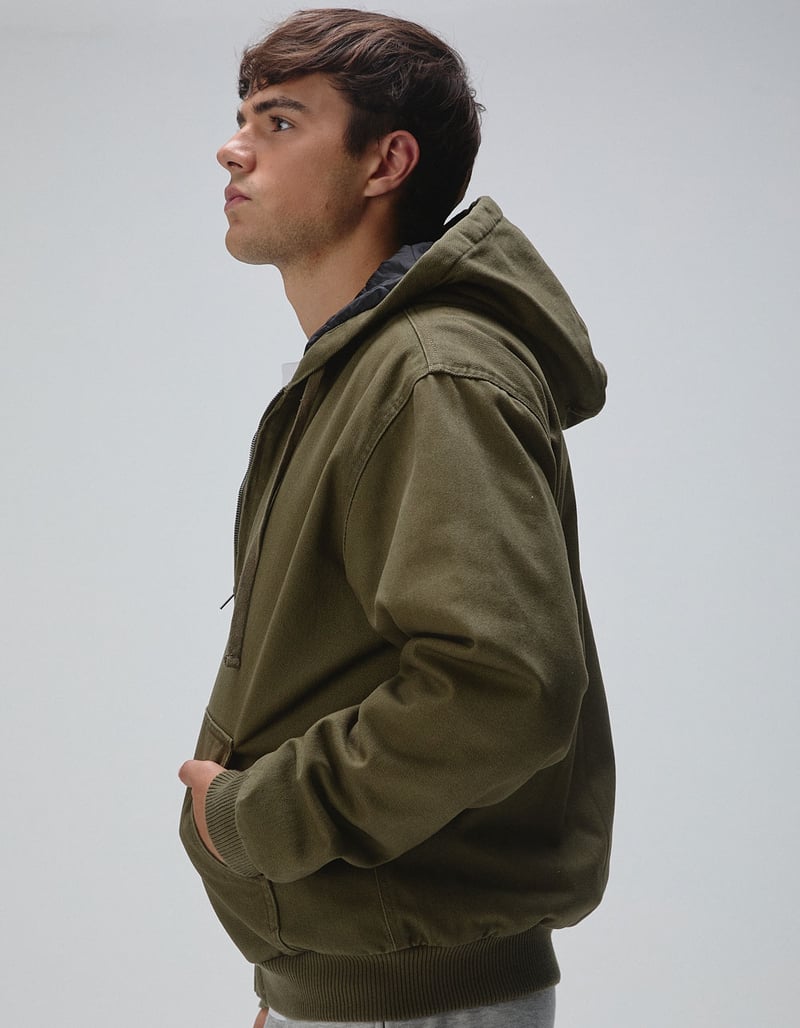 RSQ Mens Oversized Hooded Twill Jacket - OLIVE