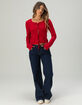 FULL TILT 3 Tie Front Womens Pointelle Cardigan image number 6