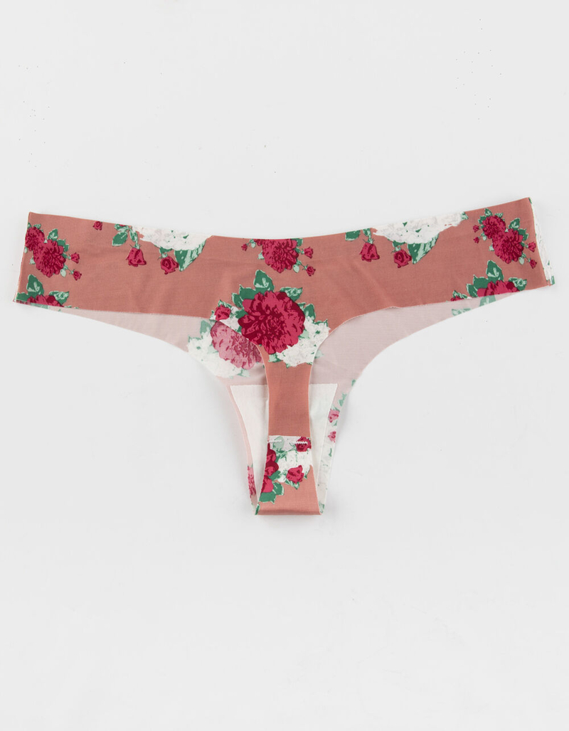 FULL TILT Printed Laser Cut Floral Rose Thong image number 1