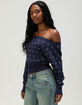 RSQ Womens Off The Shoulder Dot Banded Bottom Sweater image number 3