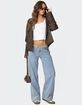 EDIKTED Peekaboo Plaid Low Rise Jeans image number 2