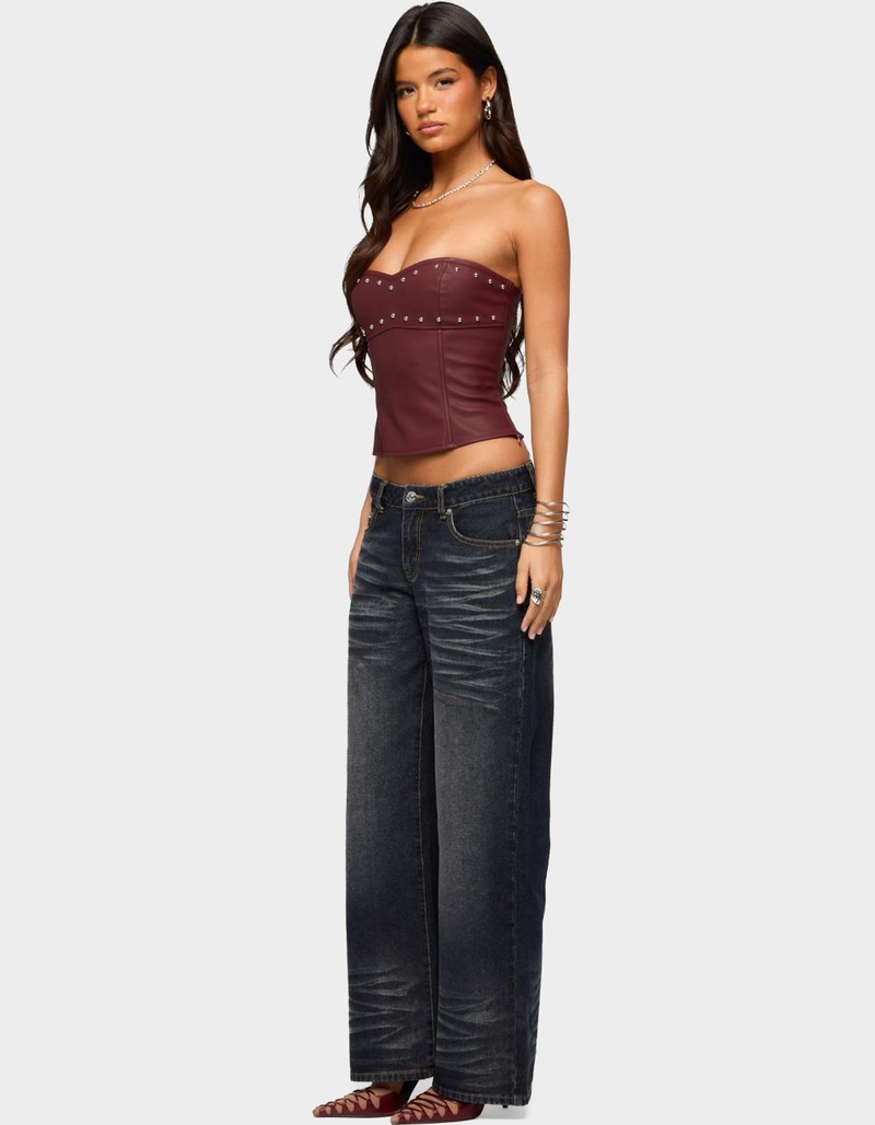 EDIKTED Magda Acid Wash Low Rise Baggy Jeans image number 3