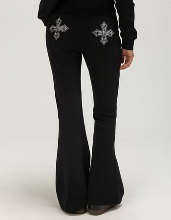 TRUE RELIGION Cross Crystal Womens Mid Rise Flare Sweatpants Alternative Image