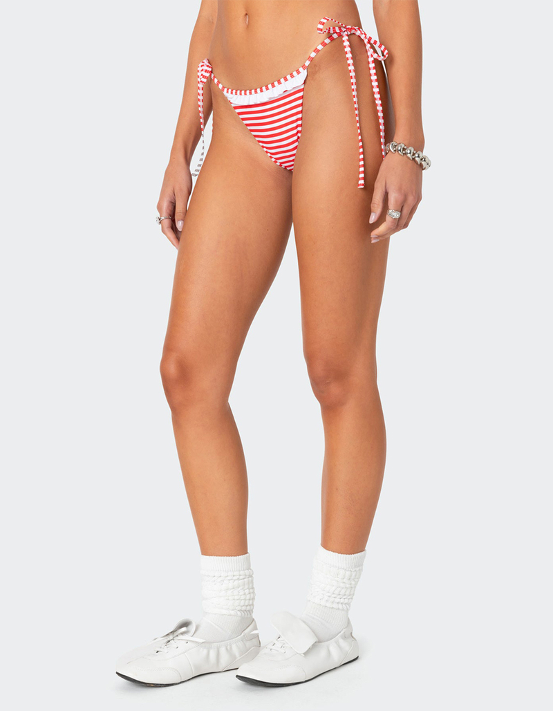EDIKTED Zora Striped String Bikini Bottom image number 3