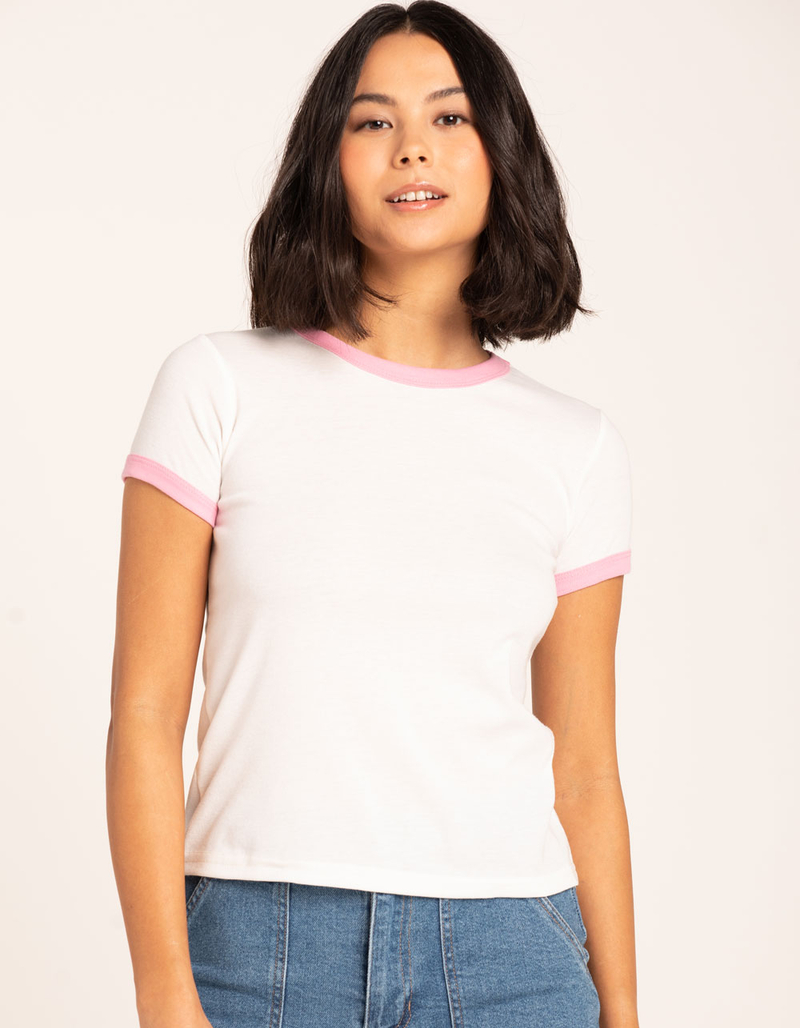 FULL TILT Solid Ringer Womens Tee image number 0