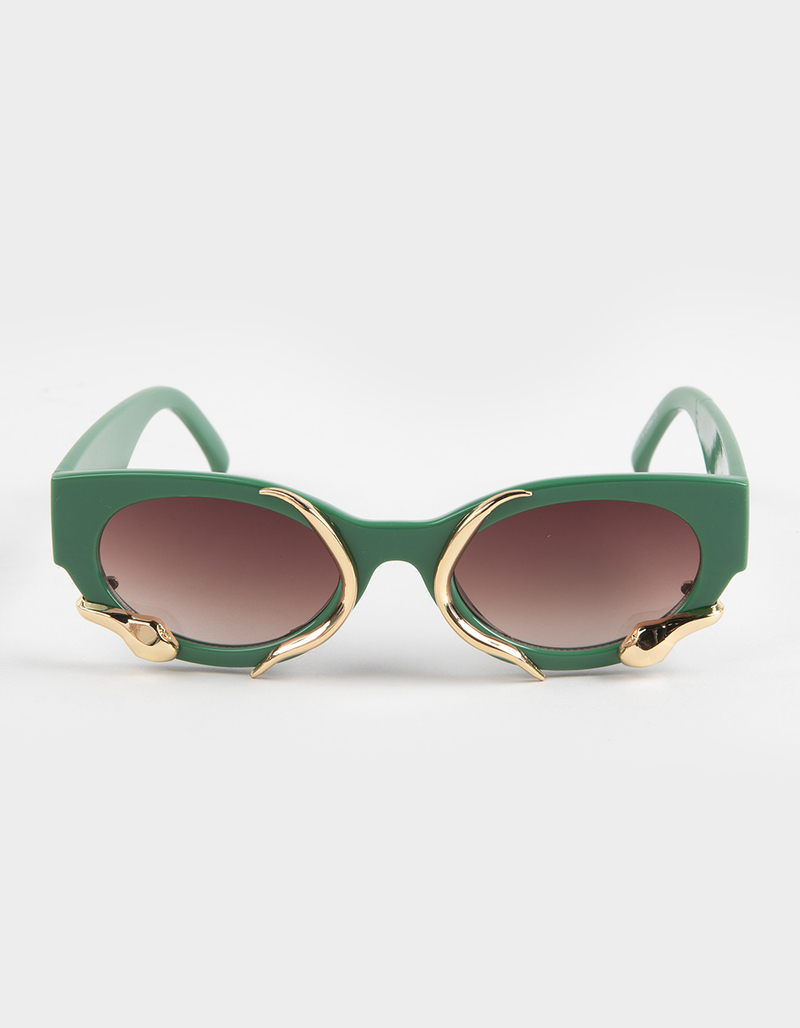 RSQ Gold Snake Oval Sunglasses image number 1
