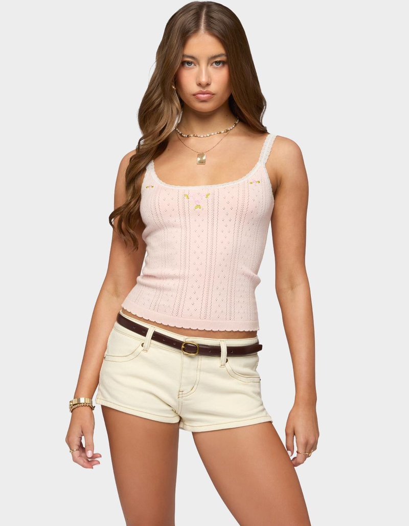 EDIKTED Rosaliee Pointelle Knit Tank Top image number 0